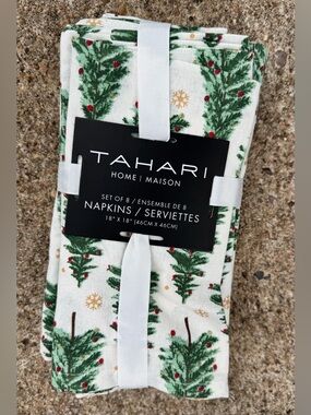 Tahari Green and Red Christmas Tree Napkins - Set of 8 holiday